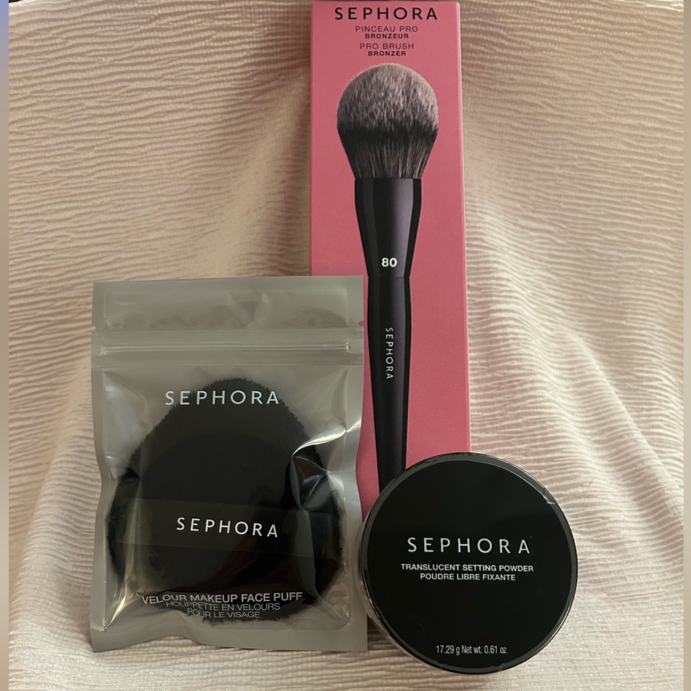 Sephora Pro Powder Brush/Velour Face Puff/Translucent Setting Powder NEW!